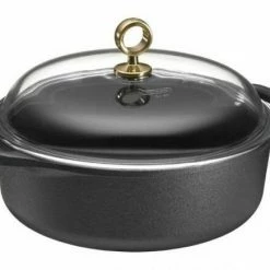 Skeppshult Bräter Rund Mit Glasdeckel Und Messinggriff