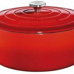 Küchenprofi Bratentopf Oval Aus Gusseisen In Classic Red 33 Cm / 25,5 X 19 Cm / 7,0 Liter / 26 Cm / 39 Cm