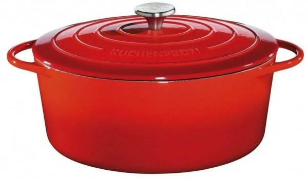 Küchenprofi Bratentopf Oval Aus Gusseisen In Classic Red 31 Cm / 24 X 18 Cm / 6Liter/ 24 Cm / 37,9 Cm