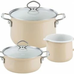 Riess Emaille Riess Geschirr-Set Aus Emaille, 3-tlg. In Capuccino