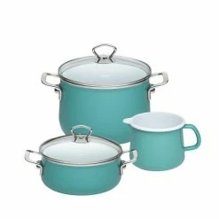 Riess Emaille Riess Geschirr-Set Aus Emaille, 3-tlg. In Nature Green