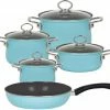 Riess Emaille Riess Geschirr-Set Aus Emaille, 5-tlg. In Kristallblau