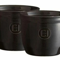 Emile Henry Töpfchen Nr. 8 In Fusain, 2er Set